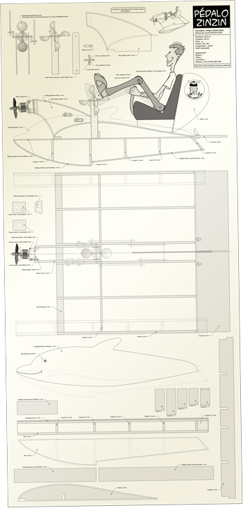 Plan échelle 1 du Pédalo Zinzin