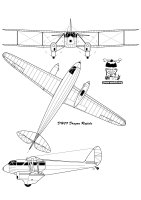De Havilland 89 Dragon Rapide plan 3 vues