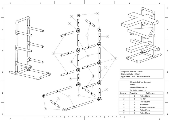 Plan du support tubulaire